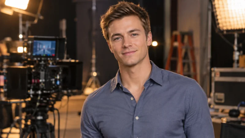Peyton Meyer on a film set