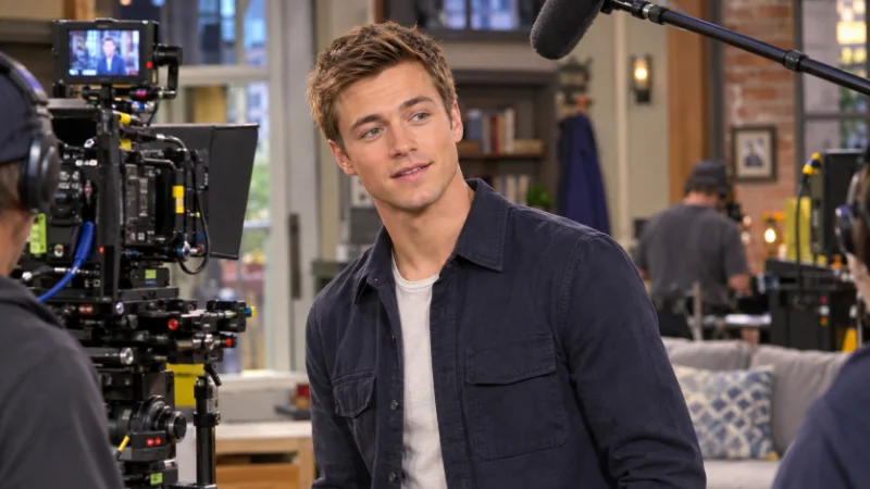 Peyton Meyer filming a television sitcom