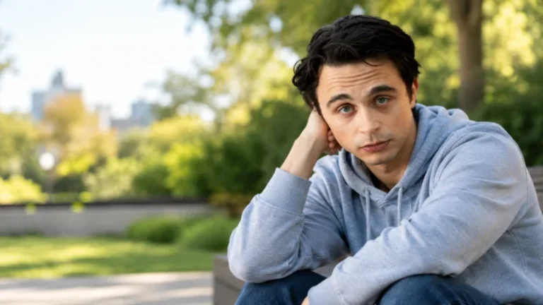 Ben Ahlers outside a small-town theater in Iowa